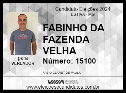 Candidato FABINHO DA FAZENDA VELHA 2024 - ESTIVA - Eleições