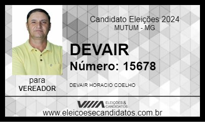 Candidato DEVAIR HORACIO 2024 - MUTUM - Eleições