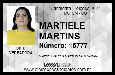 Candidato MARTIELE MARTINS 2024 - MUTUM - Eleições