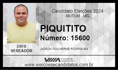 Candidato PIQUITITO 2024 - MUTUM - Eleições