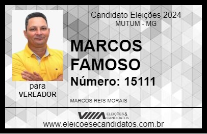 Candidato MARCOS FAMOSO 2024 - MUTUM - Eleições