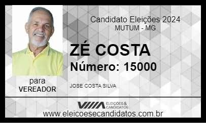 Candidato ZÉ COSTA 2024 - MUTUM - Eleições