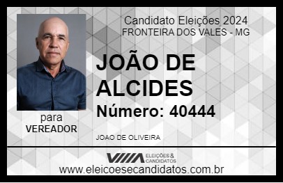 Candidato JOÃO DE ALCIDES  2024 - FRONTEIRA DOS VALES - Eleições