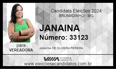 Candidato JANAINA 2024 - BRUMADINHO - Eleições