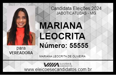 Candidato MARIANA LEOCRITA 2024 - JABOTICATUBAS - Eleições