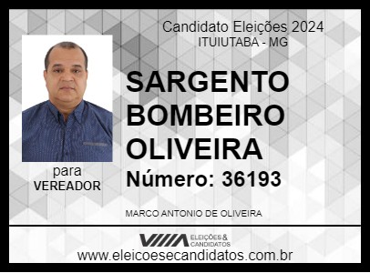 Candidato SARGENTO BOMBEIRO OLIVEIRA 2024 - ITUIUTABA - Eleições