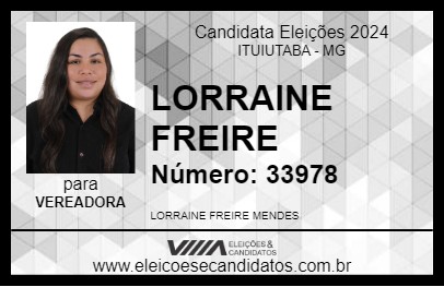 Candidato LORRAINE FREIRE 2024 - ITUIUTABA - Eleições