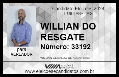 Candidato WILLIAN DO RESGATE 2024 - ITUIUTABA - Eleições