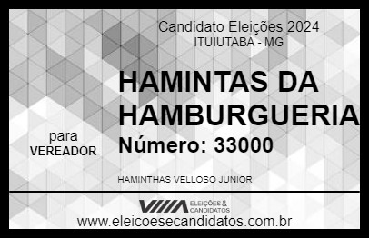 Candidato HAMINTAS DA HAMBURGUERIA 2024 - ITUIUTABA - Eleições