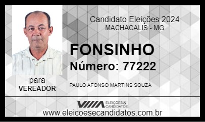 Candidato FONSINHO 2024 - MACHACALIS - Eleições