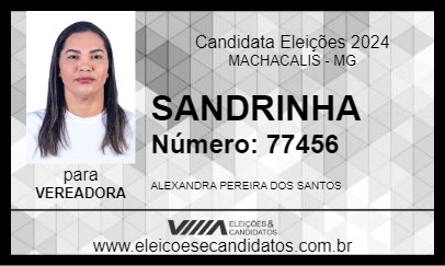 Candidato SANDRINHA 2024 - MACHACALIS - Eleições