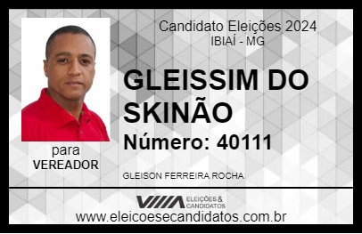 Candidato GLEISSIM DO SKINÃO 2024 - IBIAÍ - Eleições