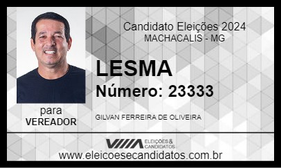 Candidato LESMA 2024 - MACHACALIS - Eleições