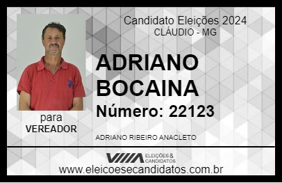 Candidato ADRIANO BOCAINA 2024 - CLÁUDIO - Eleições