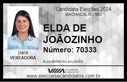 Candidato ELDA DE JOÃOZINHO 2024 - MACHACALIS - Eleições