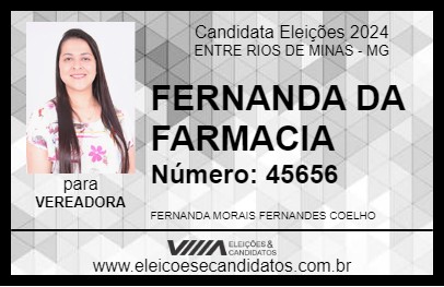 Candidato FERNANDA DA FARMACIA 2024 - ENTRE RIOS DE MINAS - Eleições