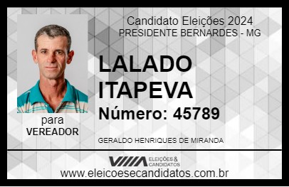 Candidato LALADO DO ITAPEVA 2024 - PRESIDENTE BERNARDES - Eleições