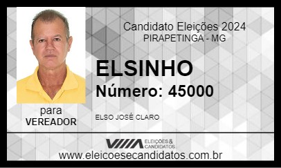 Candidato ELSINHO 2024 - PIRAPETINGA - Eleições