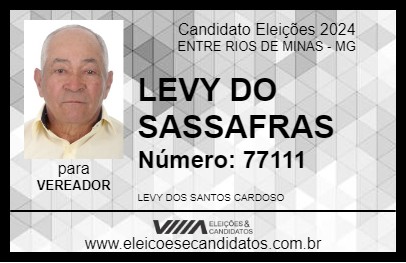 Candidato LEVY DO SASSAFRAS 2024 - ENTRE RIOS DE MINAS - Eleições