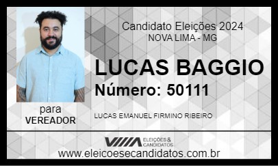 Candidato LUCAS BAGGIO 2024 - NOVA LIMA - Eleições