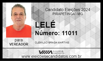 Candidato LELÉ 2024 - PIRAPETINGA - Eleições