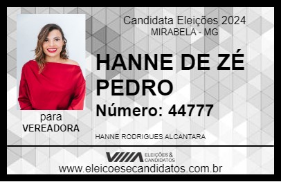 Candidato HANNE DE ZÉ PEDRO 2024 - MIRABELA - Eleições