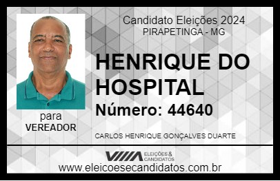 Candidato HENRIQUE DO HOSPITAL 2024 - PIRAPETINGA - Eleições