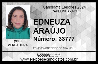 Candidato EDNEUZA ARAÚJO 2024 - CAPELINHA - Eleições