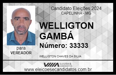 Candidato WELLIGTON GAMBÁ 2024 - CAPELINHA - Eleições