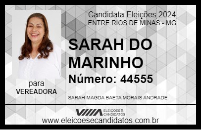 Candidato SARAH DO MARINHO 2024 - ENTRE RIOS DE MINAS - Eleições