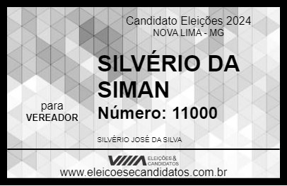 Candidato SILVÉRIO DA SIMAN 2024 - NOVA LIMA - Eleições