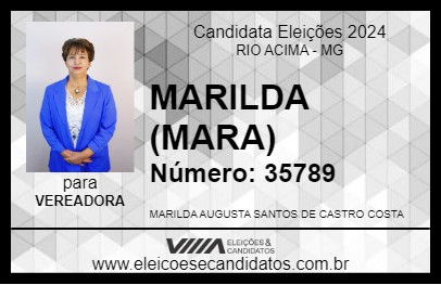 Candidato MARILDA (MARA) 2024 - RIO ACIMA - Eleições