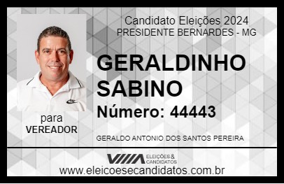 Candidato GERALDINHO SABINO 2024 - PRESIDENTE BERNARDES - Eleições