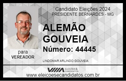 Candidato ALEMÃO GOUVEIA 2024 - PRESIDENTE BERNARDES - Eleições