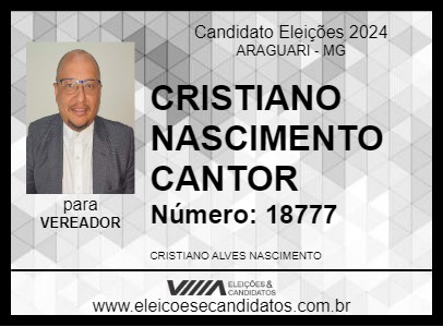 Candidato CRISTIANO NASCIMENTO CANTOR 2024 - ARAGUARI - Eleições