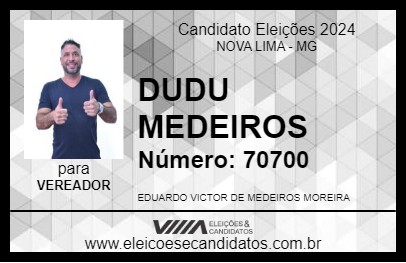 Candidato DUDU MEDEIROS 2024 - NOVA LIMA - Eleições