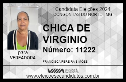 Candidato CHICA DE VIRGINIO 2024 - CONGONHAS DO NORTE - Eleições