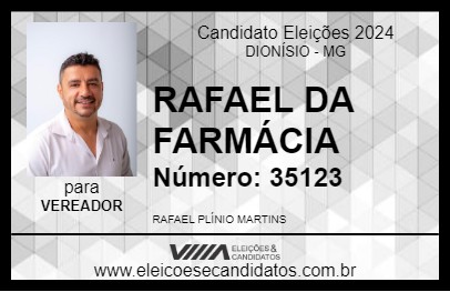 Candidato RAFAEL DA FARMÁCIA 2024 - DIONÍSIO - Eleições