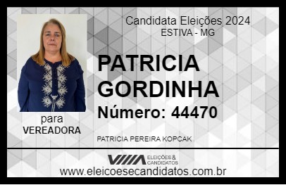 Candidato PATRICIA GORDINHA 2024 - ESTIVA - Eleições