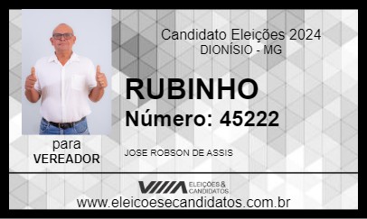 Candidato RUBINHO 2024 - DIONÍSIO - Eleições