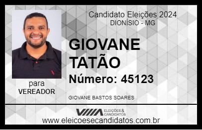 Candidato GIOVANE TATÃO 2024 - DIONÍSIO - Eleições