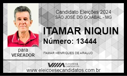 Candidato ITAMAR NIQUIN 2024 - SÃO JOSÉ DO GOIABAL - Eleições