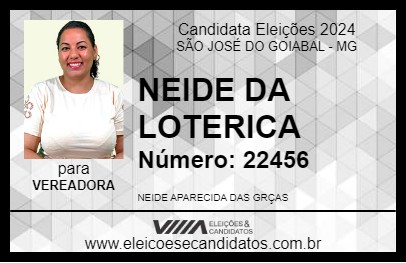 Candidato NEIDE DA LOTERICA 2024 - SÃO JOSÉ DO GOIABAL - Eleições