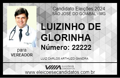 Candidato LUIZINHO DE GLORINHA 2024 - SÃO JOSÉ DO GOIABAL - Eleições