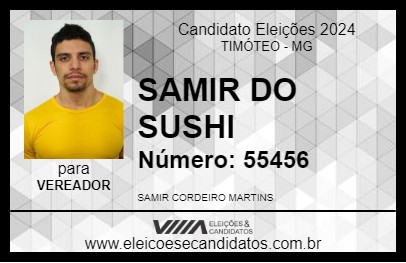 Candidato SAMIR DO SUSHI 2024 - TIMÓTEO - Eleições