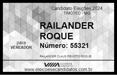 Candidato RAILANDER ROQUE 2024 - TIMÓTEO - Eleições