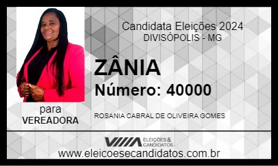 Candidato ZÂNIA 2024 - DIVISÓPOLIS - Eleições