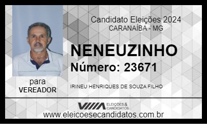 Candidato NENEUZINHO 2024 - CARANAÍBA - Eleições