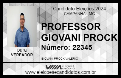 Candidato PROFESSOR GIOVANI PROCK 2024 - CAMPANHA - Eleições