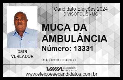 Candidato MUCA DA AMBULÂNCIA 2024 - DIVISÓPOLIS - Eleições